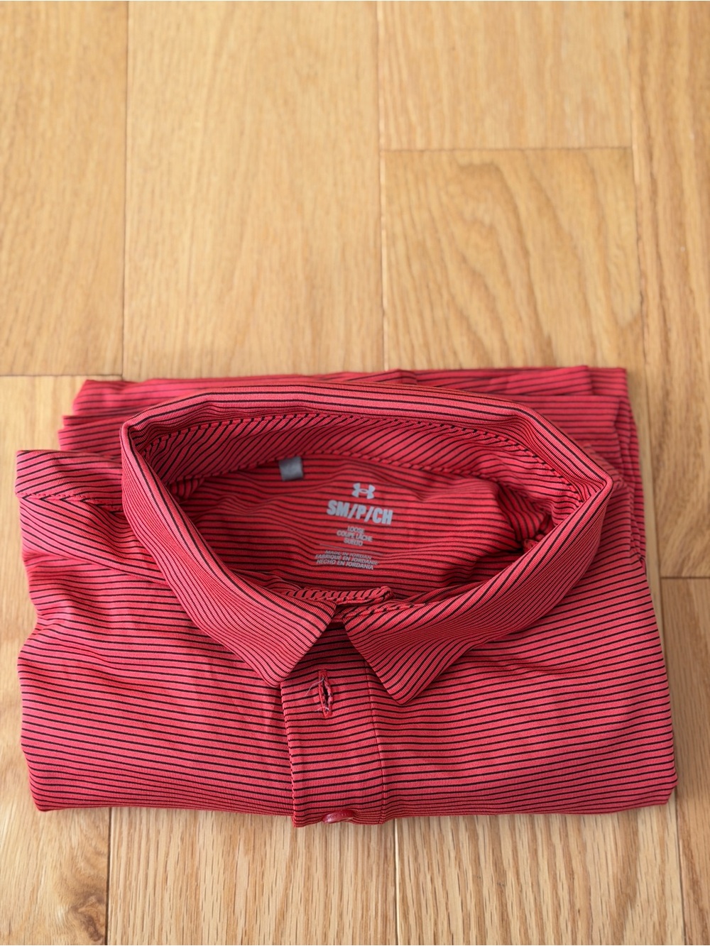 Under Armour Men’s Red Striped Polo Shirt Presidents Cup Golf Small